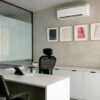 An office with an air conditoner.