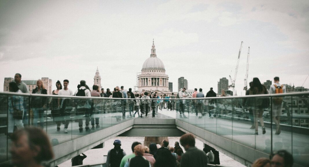 People walking in London.
