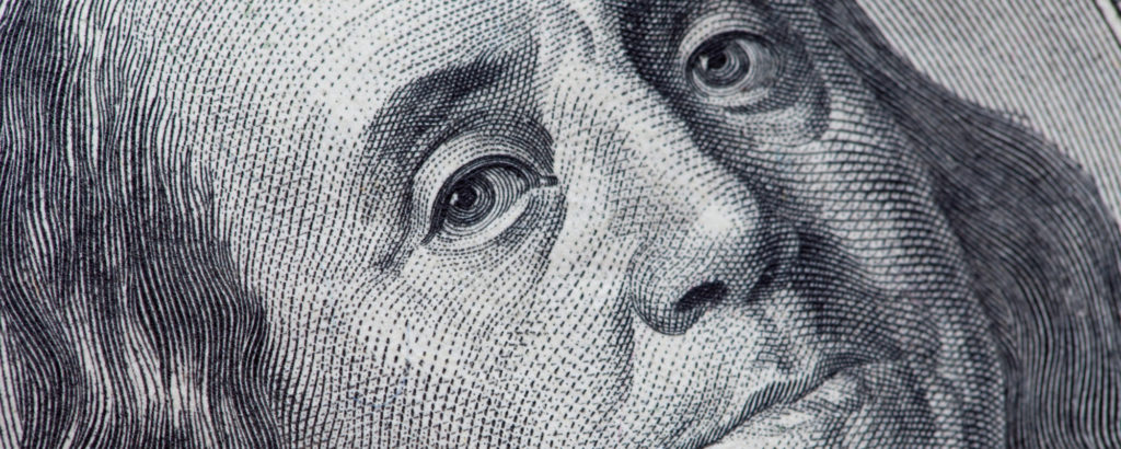 Closeup of Benjamin Frankin on US 00