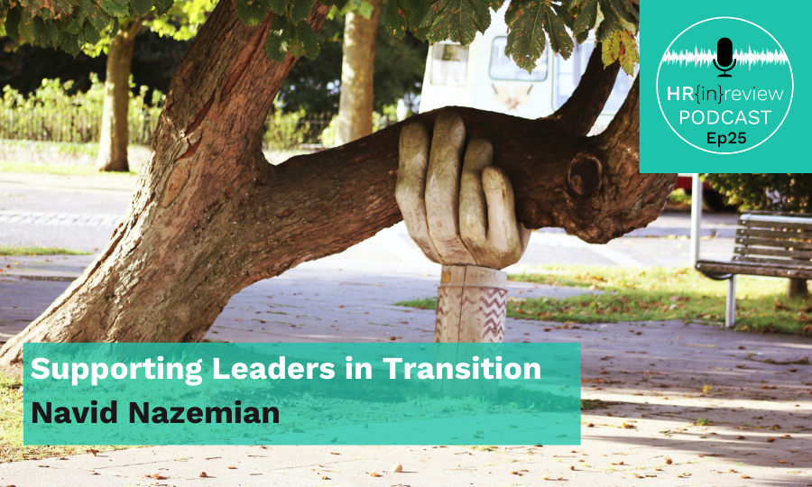 A large sculpture of a hand supports a tree trunk, symbolizing the nurturing of emerging leaders. Text overlay reads 
