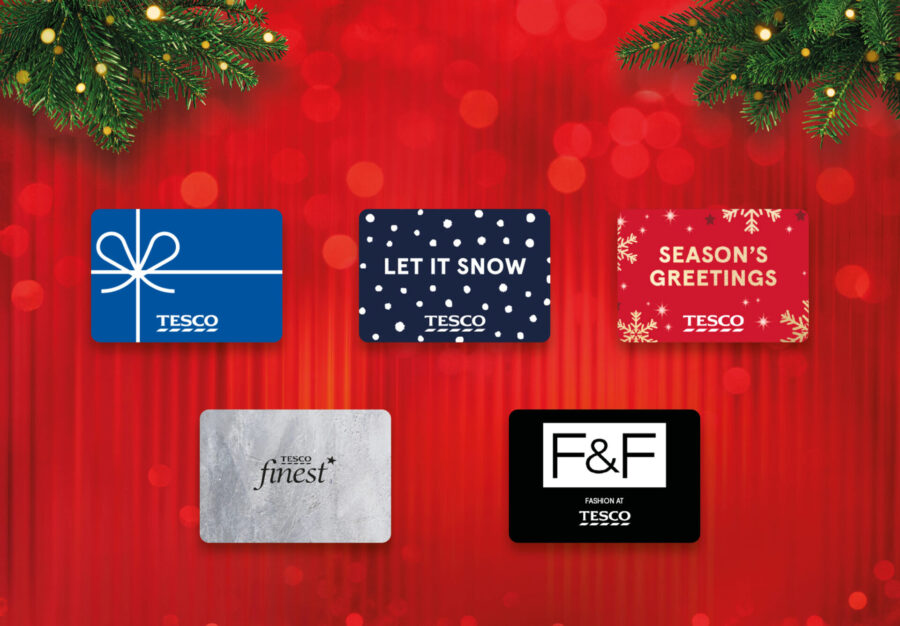 A selection of Tesco gift cards.