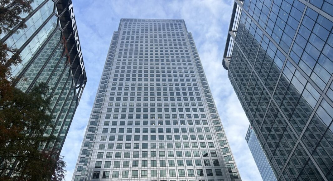 Office buildings in Canary Wharf, London.