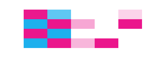Logo of industrial cadets featuring a stylized pink and blue striped shield next to the text 