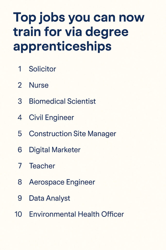 A list of top apprenticeships jobs.