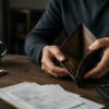 A person holds an empty wallet.
