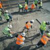 A group of workers at a construction site.