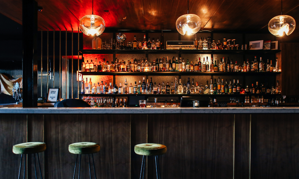 an empty bar counter