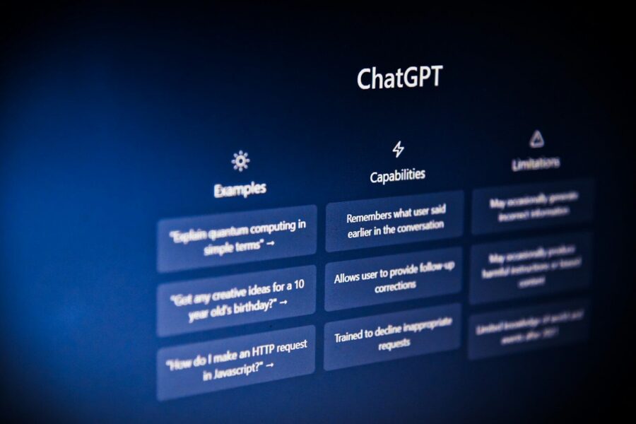 A shot of a screen showing ChatGPT.