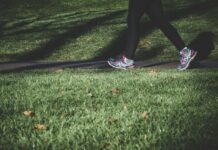 NHS plans rewards for 30-minute daily walking challenge Shallow focus photography of a person walking on a path between grass.