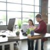 People working on an open-plan office,