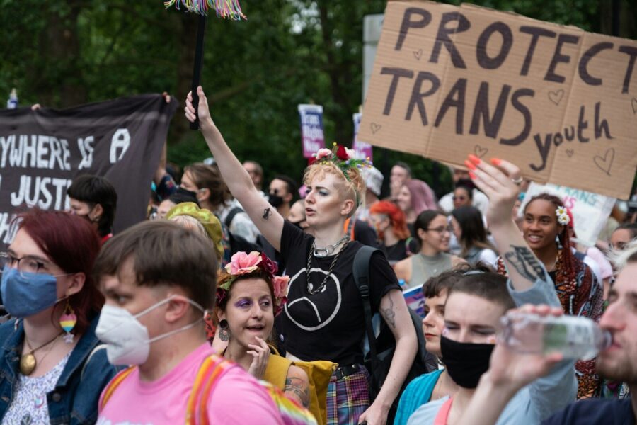 People at a trans rights protest.