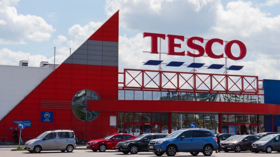 The front of a large Tesco store.