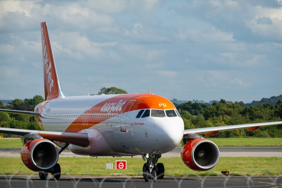 An easyJet plane on the ground.